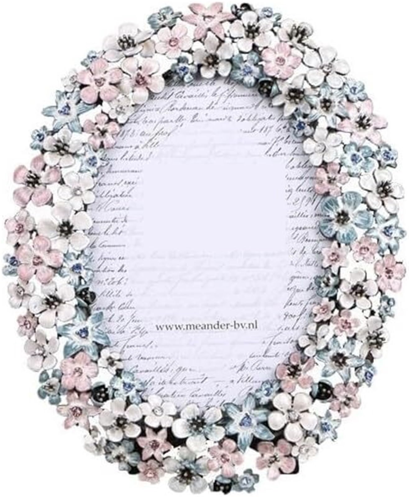 Vintage Photo Frame, Pastoral Enamel Metal European Wreath Decoration Photo Frame 20x16cm Stainless Steel Snap