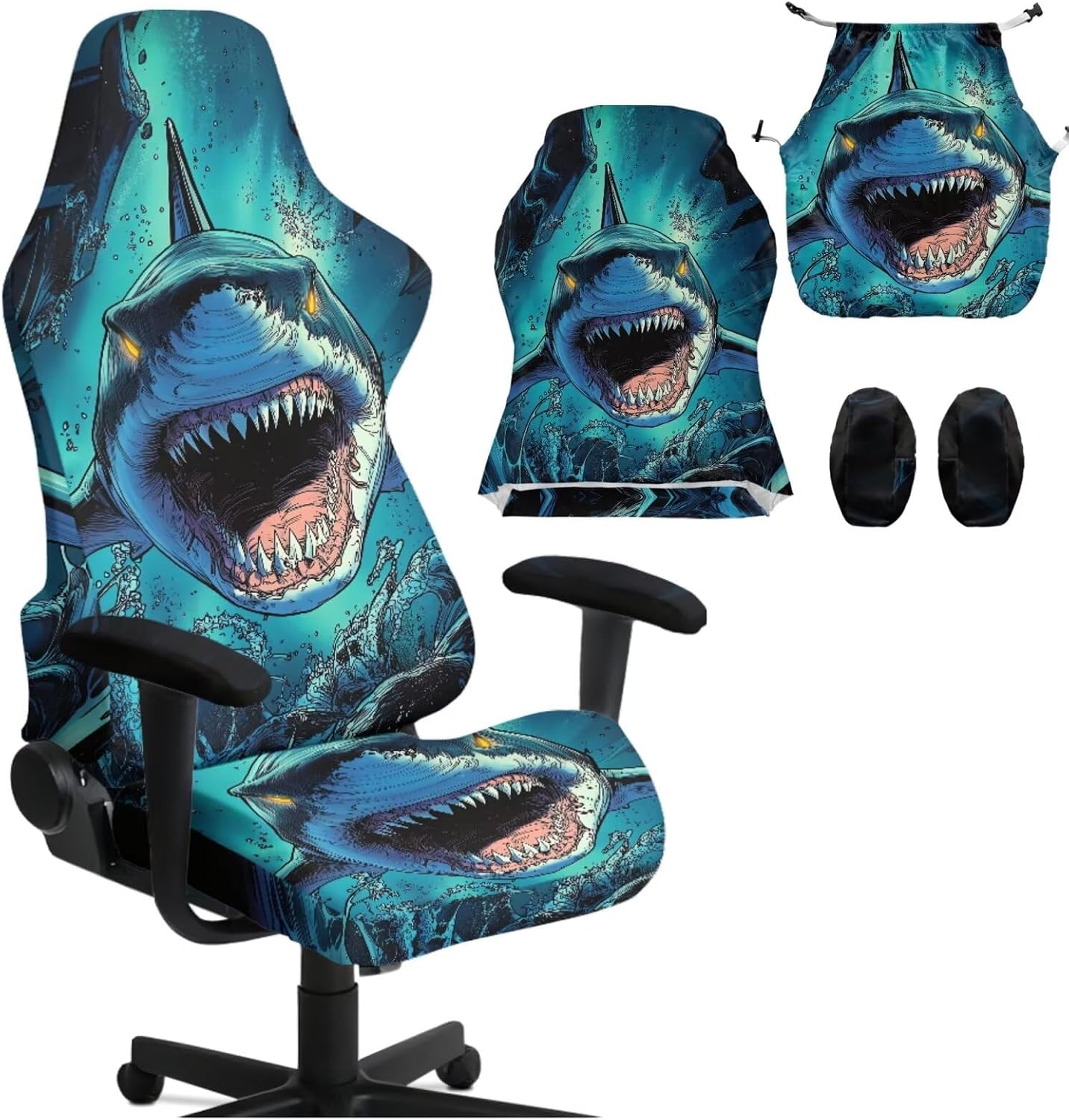 4 Piece Purple Gaming Chair Cover Dragon Rose Gaming Chair Covers Slipcovers with Arms Non Slip Stretchable Computer Chairs Seat Slipcovers Scratch Proof Furniture Protector