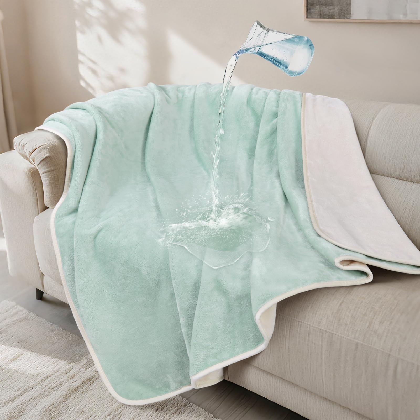 LOOBANI Waterproof Dog Blanket for Couch, Soft Couch Cover 50" x 60", Green