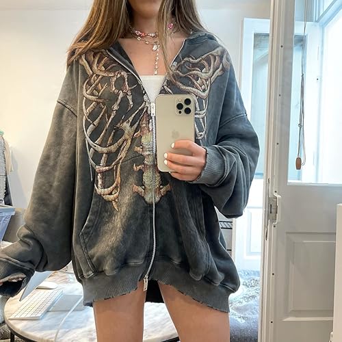 Miniatura 4 de Sudadera de gran tamaño para mujer, Y2K E-Girl, sudaderas con capucha para adolescentes, niñas, chaquetas de manga larga, ropa de calle holgada