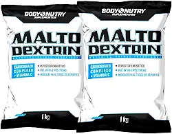 Kit 2x Maltodrextrina 1kg Repositor Energético Pré e Pós Treino Fonte de Carboidratos + Vitamina C Auxilia na recuperação da Função Muscular Matéria Prima Importada Original - Body Nutry (1Kg, Natural)