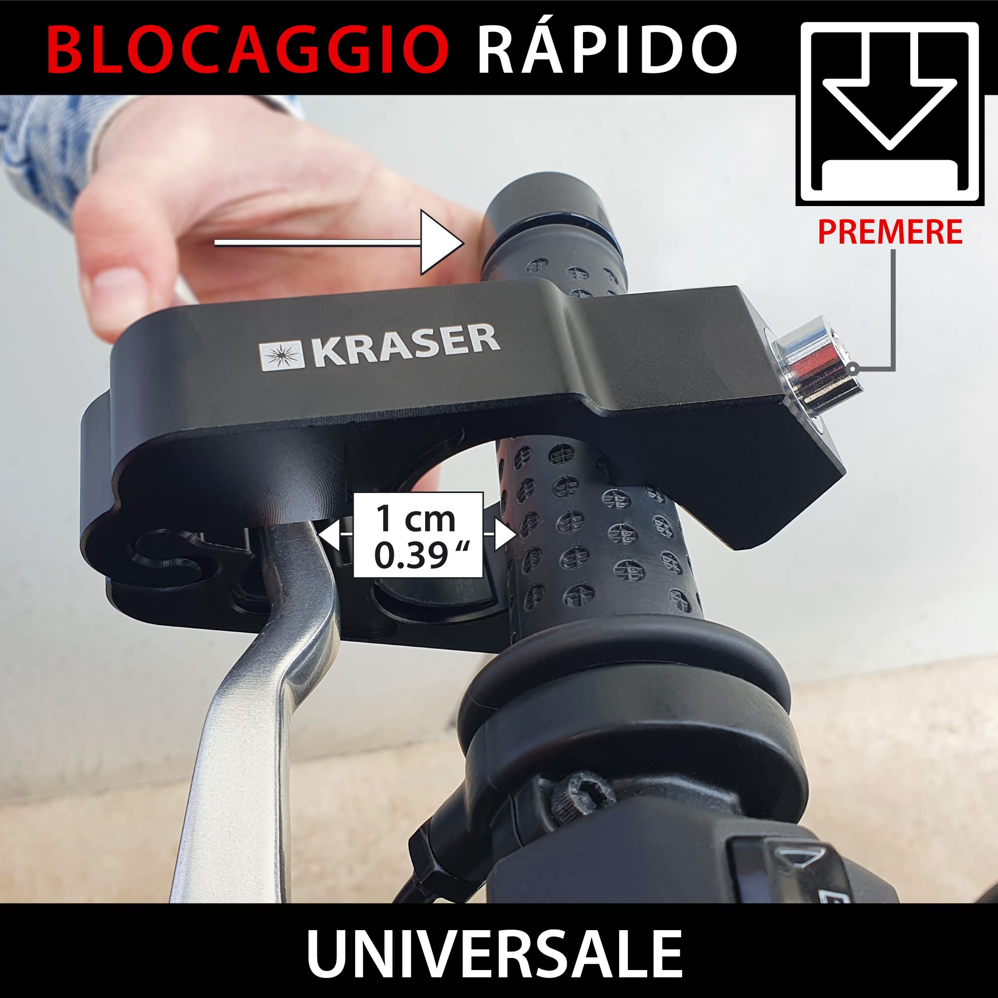 KRASER KR720B Blocco Freno Moto Antifurto Manubrio Vespa Serratura Scooter Bloccare Leva Freni Sicurezza Motociclo Lucchetto Frizione ATV Blocca Ciclomotore Protezione Bicicletta Bloccamanubrio Lock