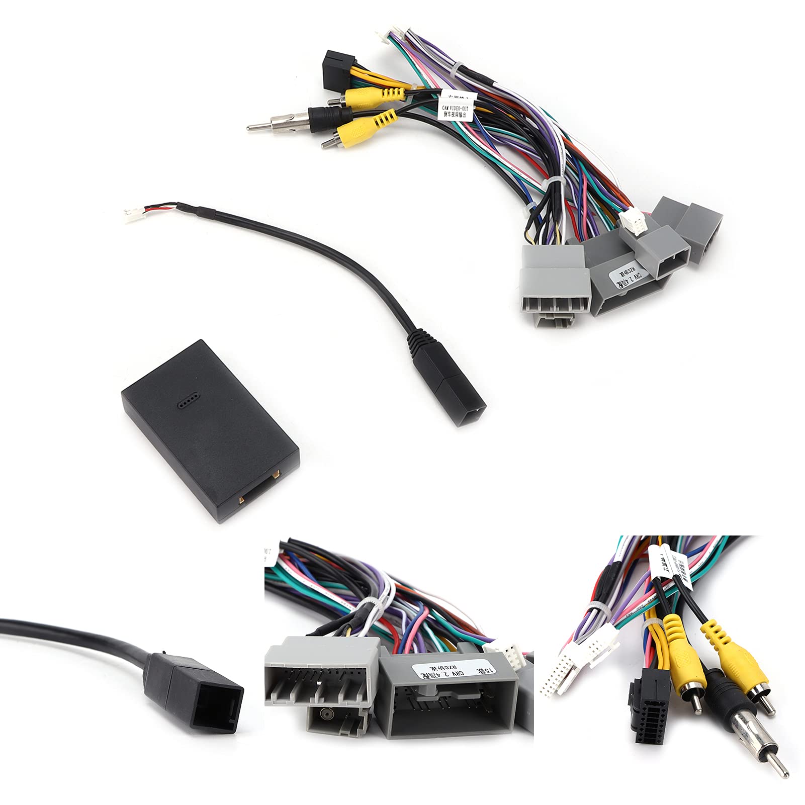Tbest Cable de Alimentación del Adaptador de Alambre de Audio de 16 Pines con Caja Canbus para el Reemplazo de CRV 2.4 2015 Configuración Media Alta y Material de Goma ABS 2014