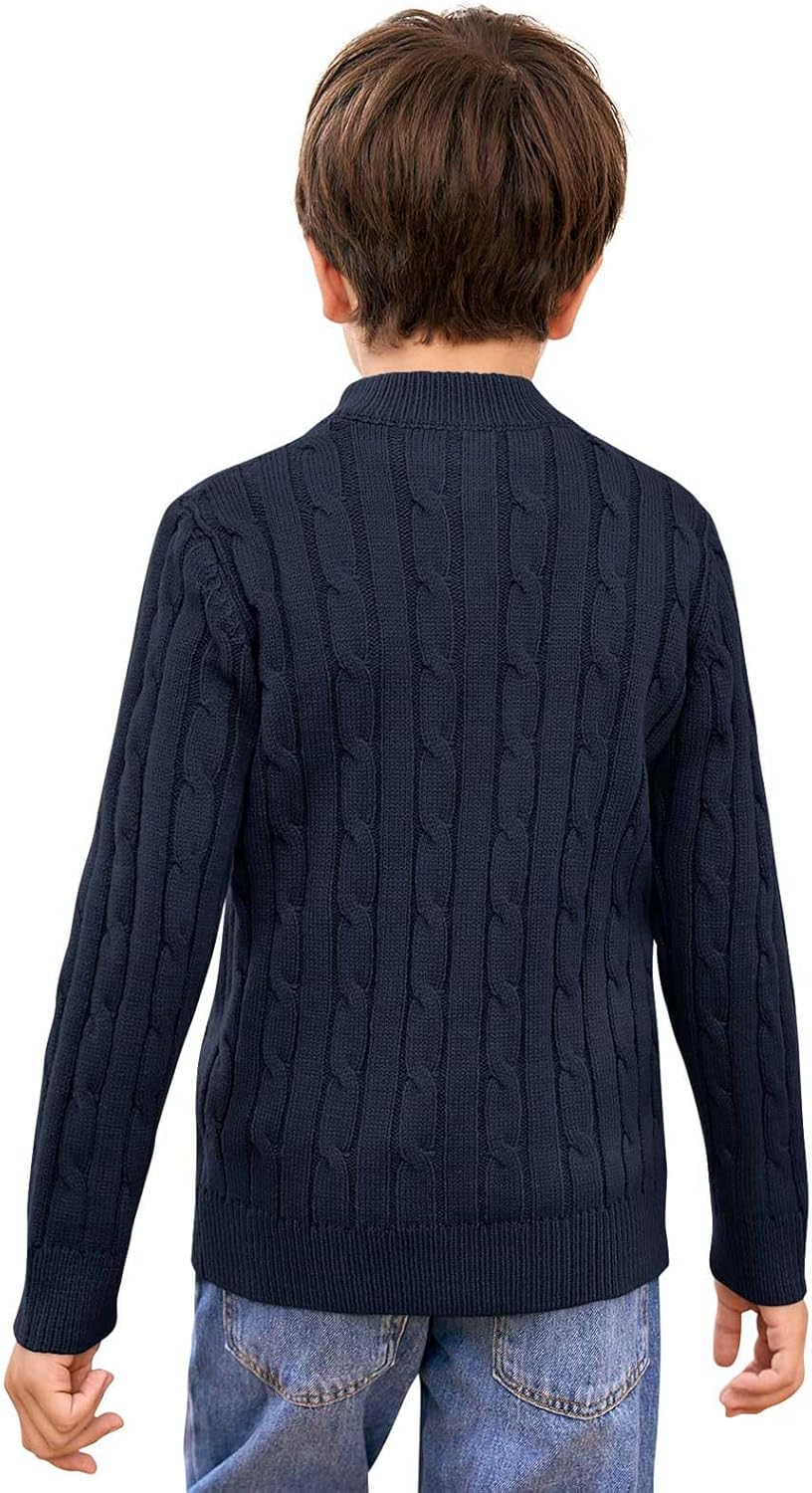 Zhaovi's Toddler Boys Girls Sweater Twisted Knit Cable 1/4 Zip Sweaters Outfit Baby Winter Long Sleeve Warm Soft Outwear - Image 5