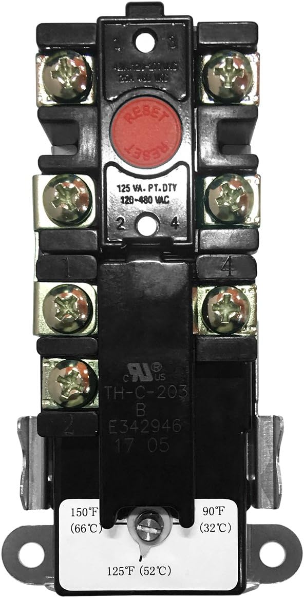 Upper Element Thermostat for Dual Element Heaters, Non-simultaneous, Therm-O-Disk Type Interchangeable with APCOM Type, Fits Most Brands with Double Heating Elements Tank, UL Listed