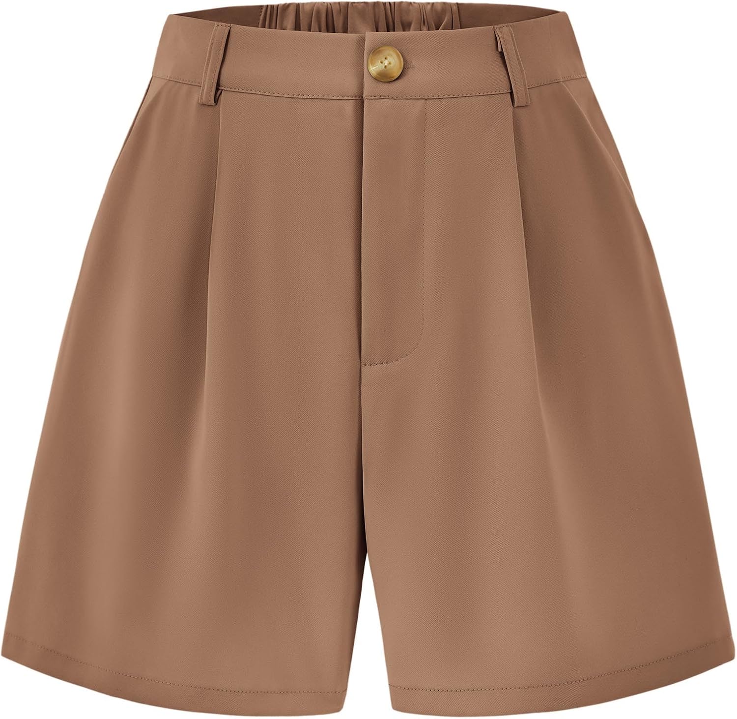 KIRUNDO Shorts for Women Dressy Casual Summer Elastic Waist in The Back Pleated Wide Leg Tailored Work Trouser Shorts