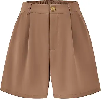 KIRUNDO Women's Dressy Casual Summer Shorts with Elastic Waist and Pleated Wide Leg Design