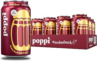 Poppi Root Beer Prebiotic Sparkling Soda with ACV - Low Sugar 5g, 35 Cal, Gut-Friendly, 12oz 12-Pack