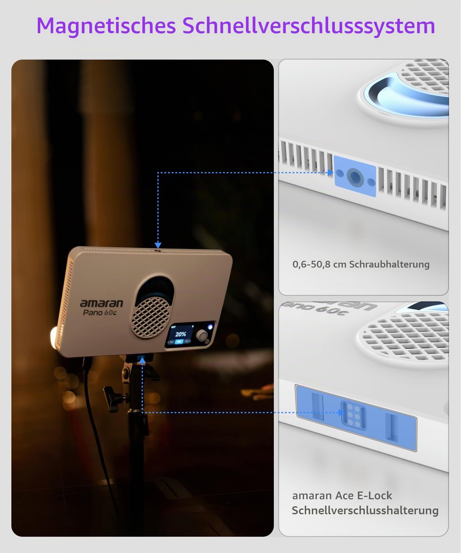 amaran Pano 60c Kit 60W RGBWW LED Panel Light 22,220 Lux | USB-C PD Power, Softbox, Grid, Diffuser, Carry Bag, Photography, Video, Full Color, White
