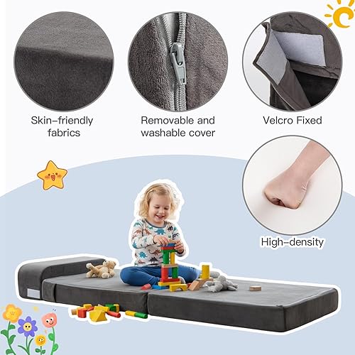 Miniatura 5 de Tiita Sofá cama plegable para niños, sofá cama plegable con funda extraíble, futón para niños, colchón plegable para habitación de niños, sala de