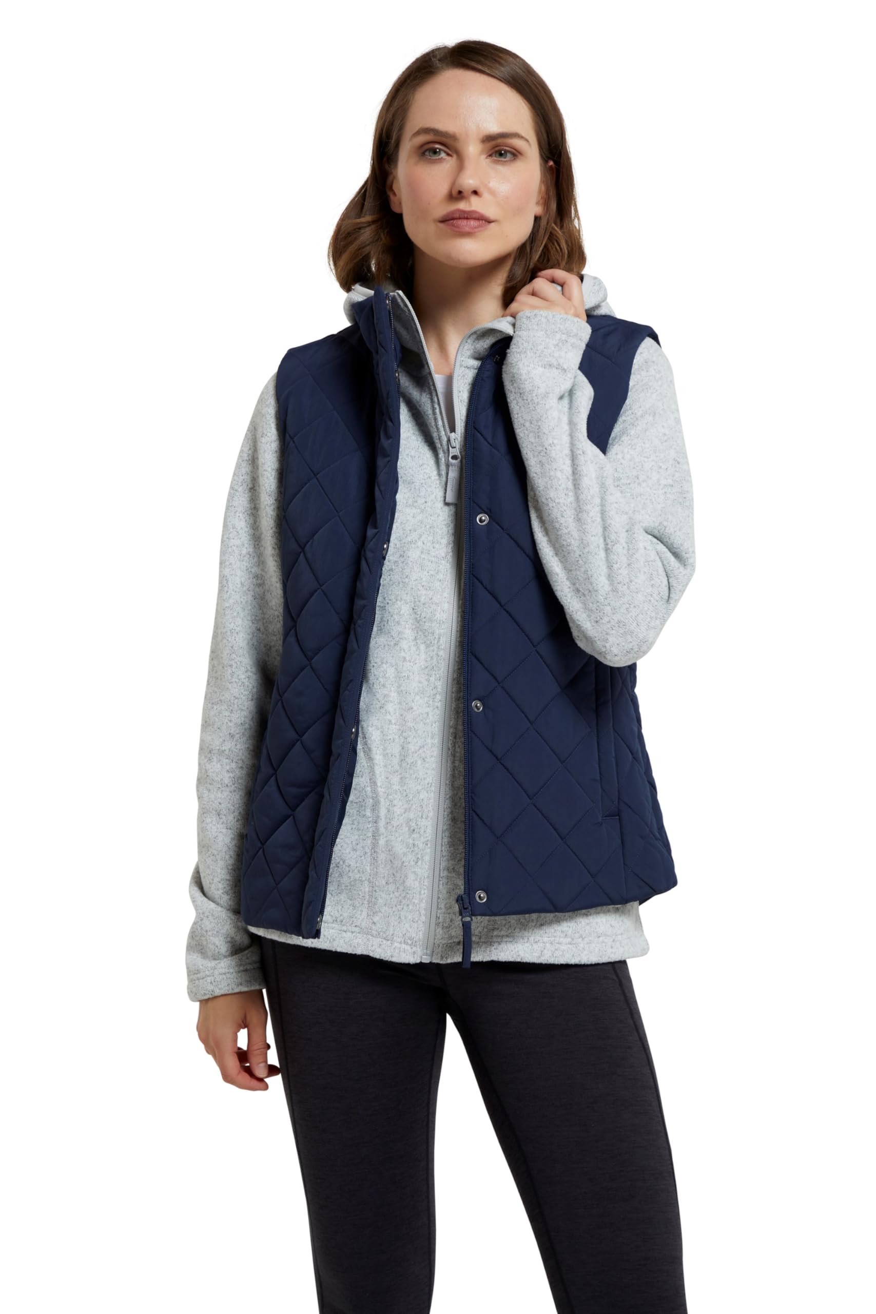 Mountain Warehouse Women's Navy Braila Quilted Padded Gilet - Microfibre Insulation, Side Pockets & Lightweight - Spring, Travelling, Hiking & Outdoors Size 14