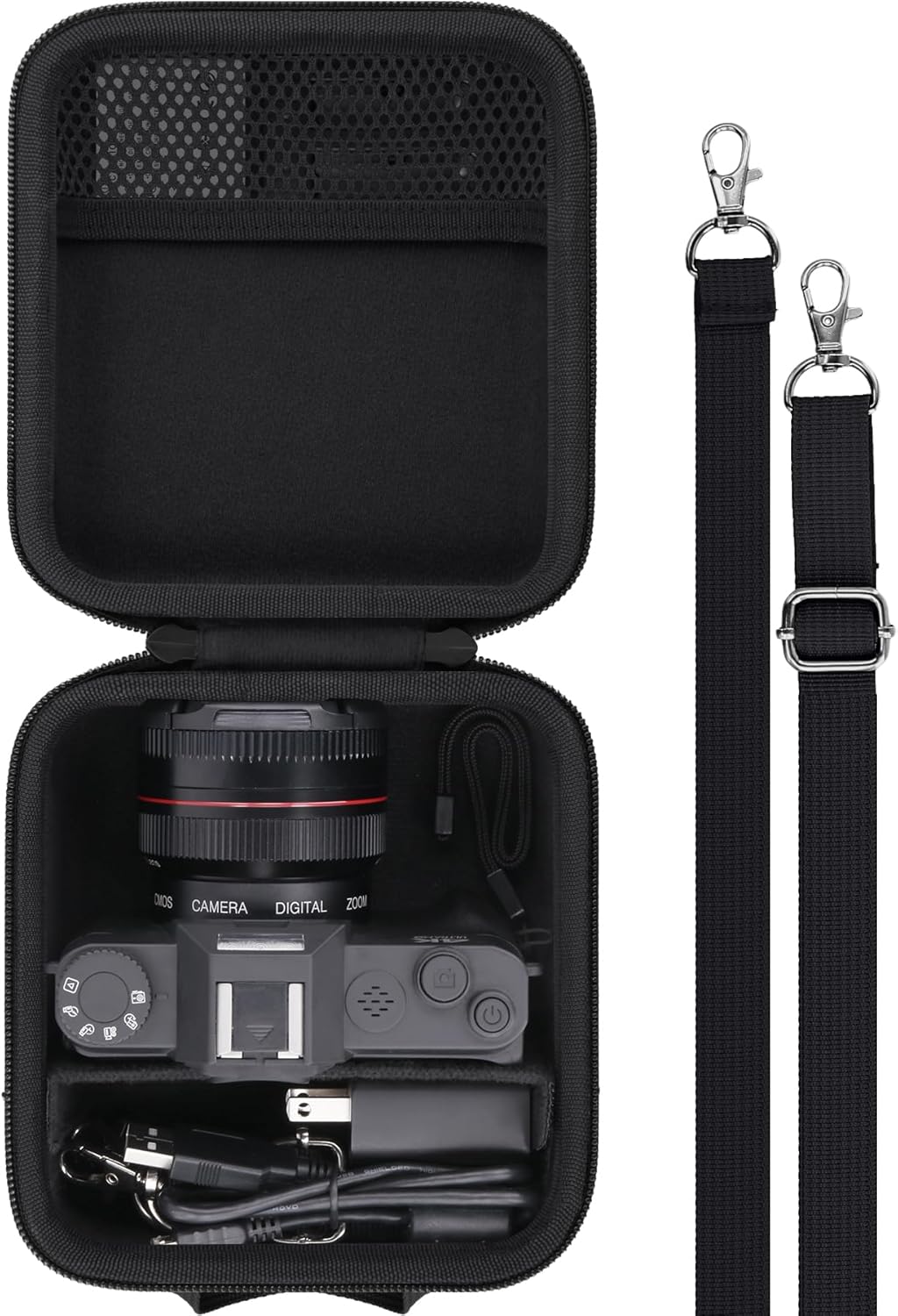 Camera Case for VJIANGER/VETEK/NIKICAM/Yatao 4K Vlogging Camera,Carrying Case Holder for 4K Vlogging Camera and Accessories(Black Case)