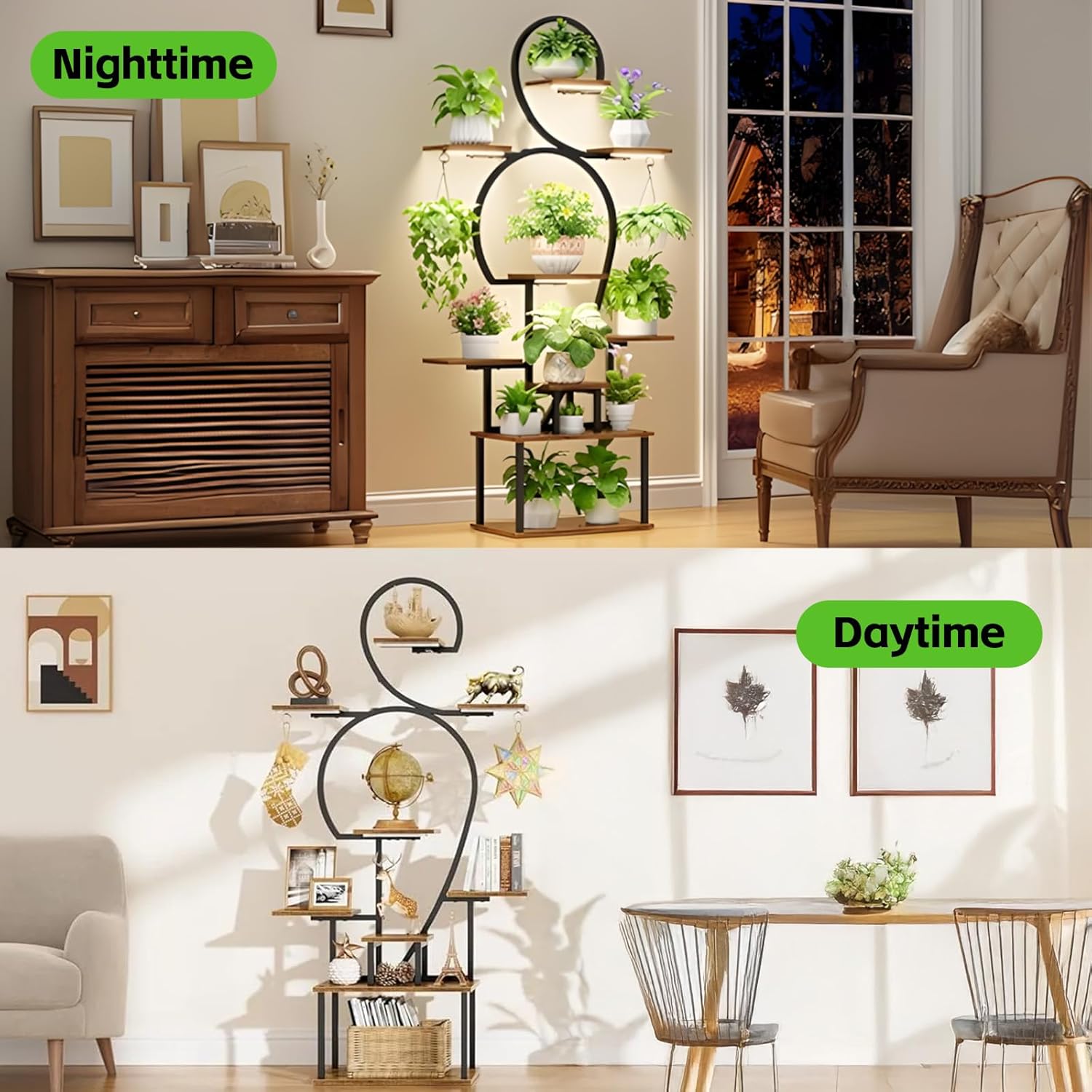 Plant Stand Indoor with grow lights: 9 Tiered Large Plant Shelf with Lights, 64" Multi Tier Tall plant stand for indoor growing Llighted Corner Plant Rack