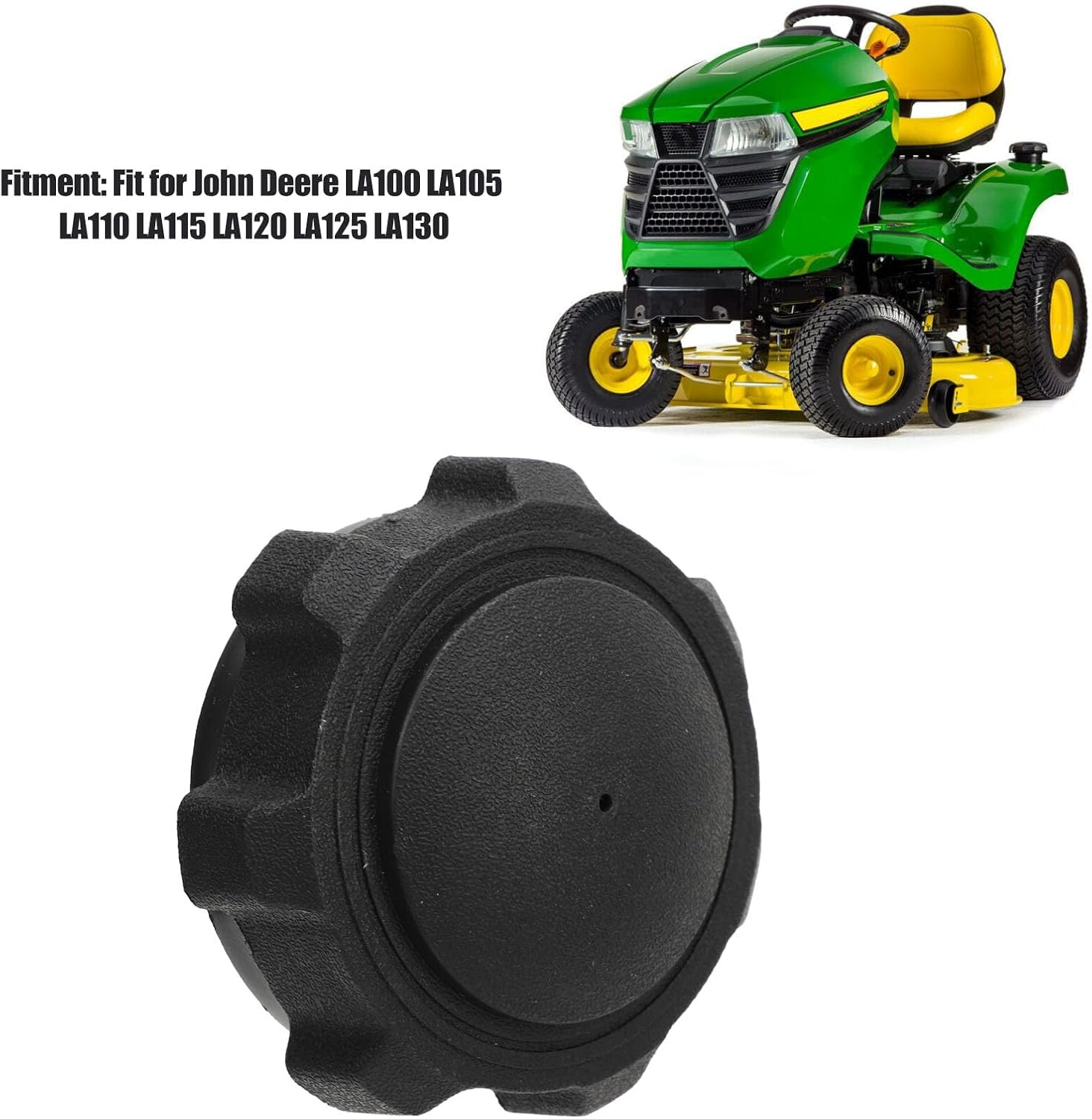 AM107344 Black Leak Fuel Tank Cap for John Deere LA100, LA105, LA110, LA115, LA120, LA125, LA130, Direct Replacement Part