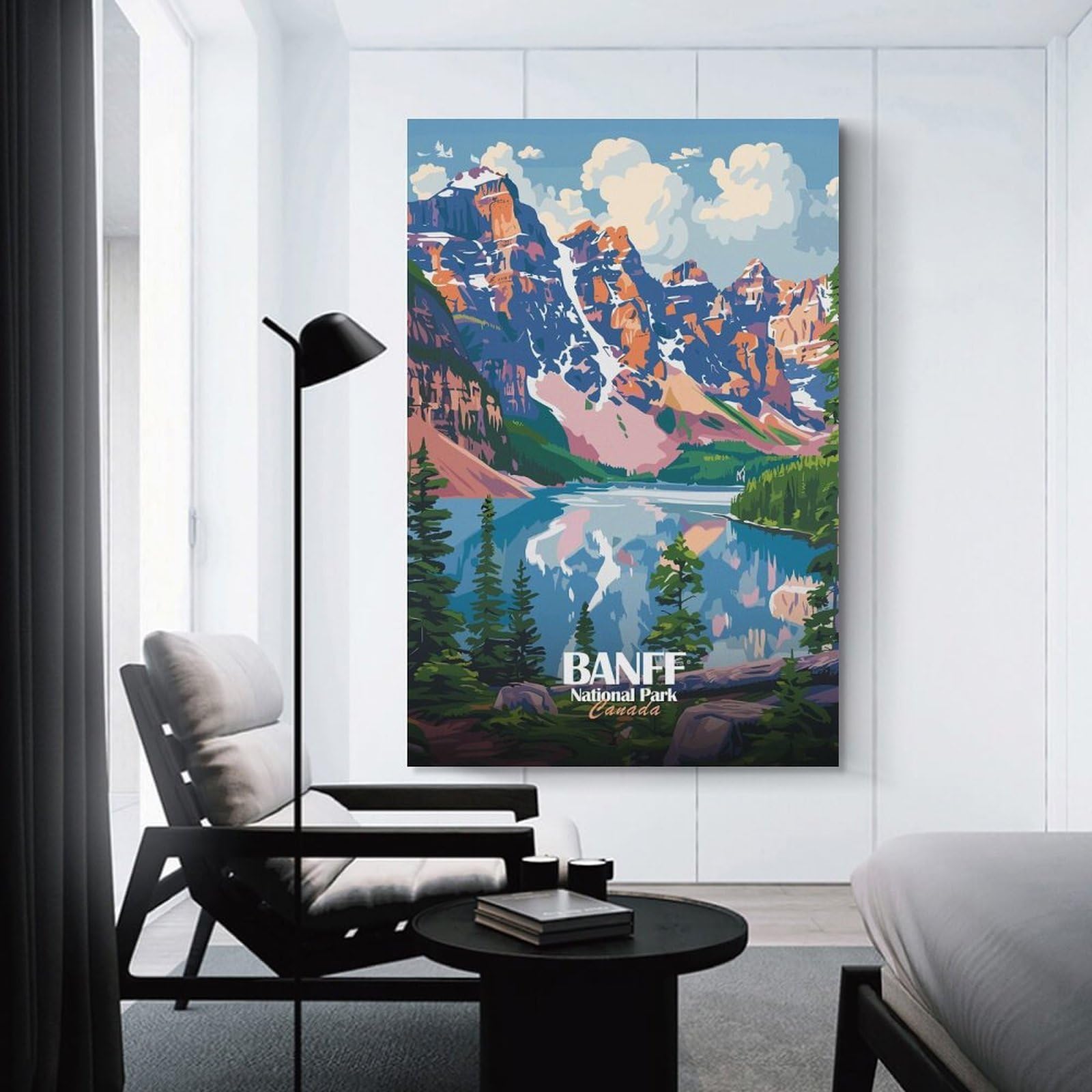Junmoney Canvas Art Print Banff National Park Canada Landscape Art, 24x36inch(60x90cm), for New Homes, Bedrooms Or Workspaces, Thoughtful Wall Decor for Art Lovers