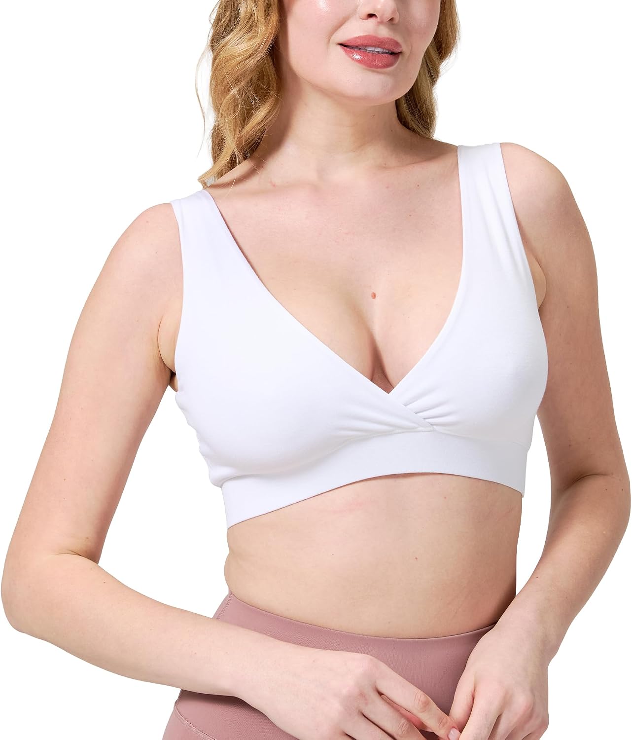 netdraw Buttery Soft Bamboo Viscose Nursing Sleep Bra, Seamless Crossover Wireless Breastfeeding Comfy Materinity Bralette