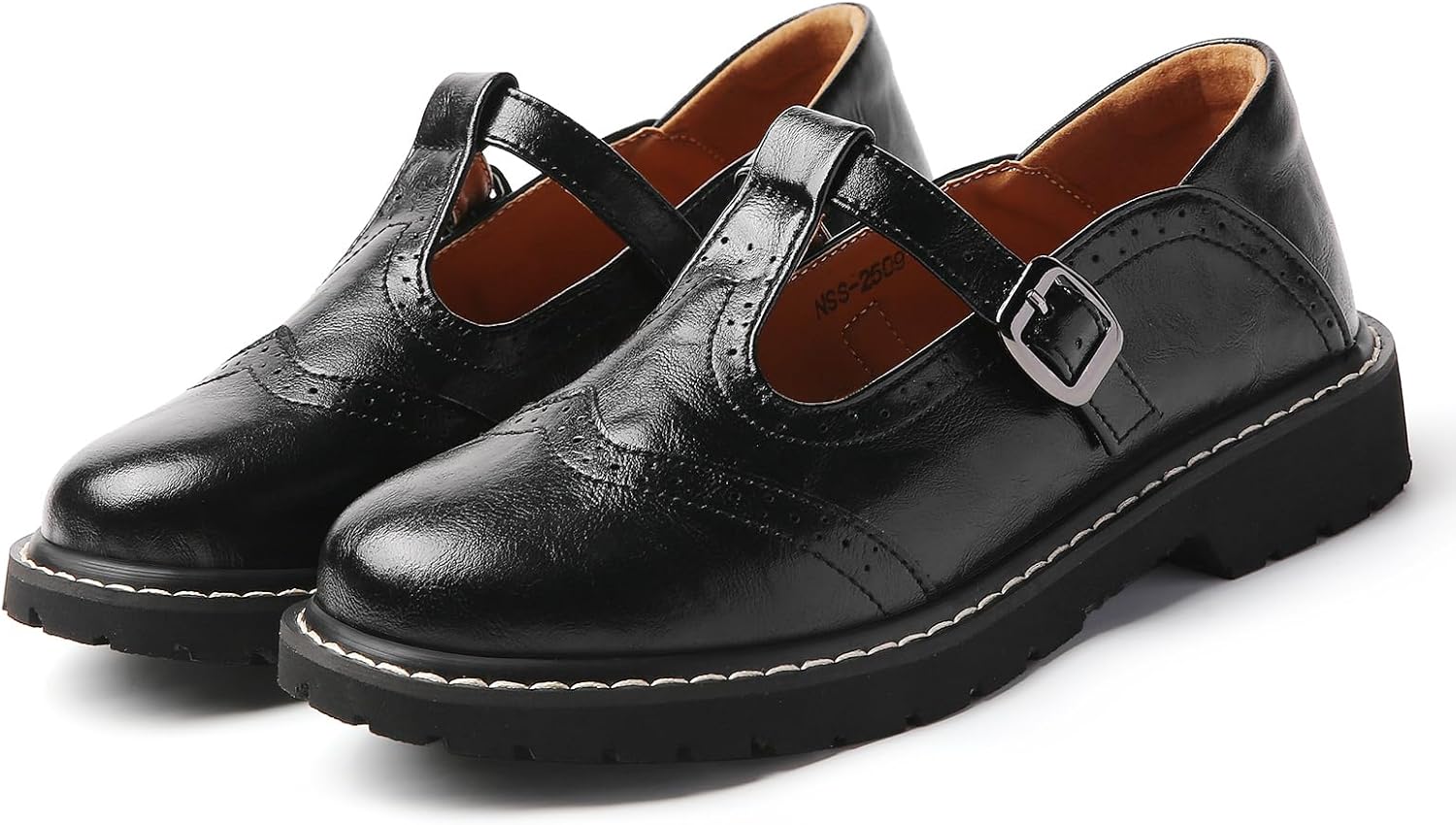 Mary Jane Shoes Women Platform Non-Slip Classics Brogues Round Toe T Ankle Strap Comfort Casual Oxford Dress Work Mary Jane Flat Shoes - Image 7