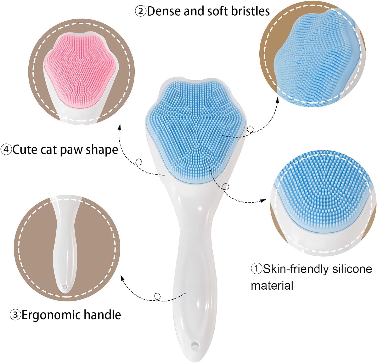 Dhyanexa Face Cleansing Brush Soft Silicone Face Wash Brush Face Scrubber Manual Waterproof Cleansing Skin Care Face Brushes for Cleaning 1