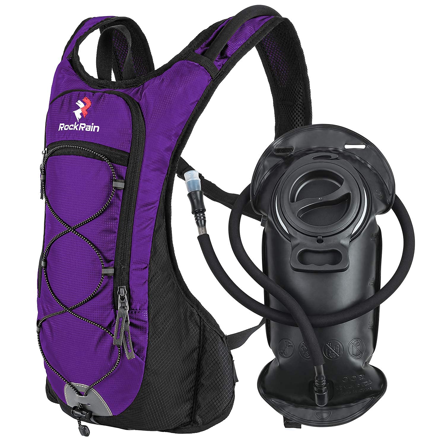 ROCKRAIN Lightweight Running Hydration Backpack - Hydration Pack with 2L Water Bladder - Insulated Water Backpack for Running