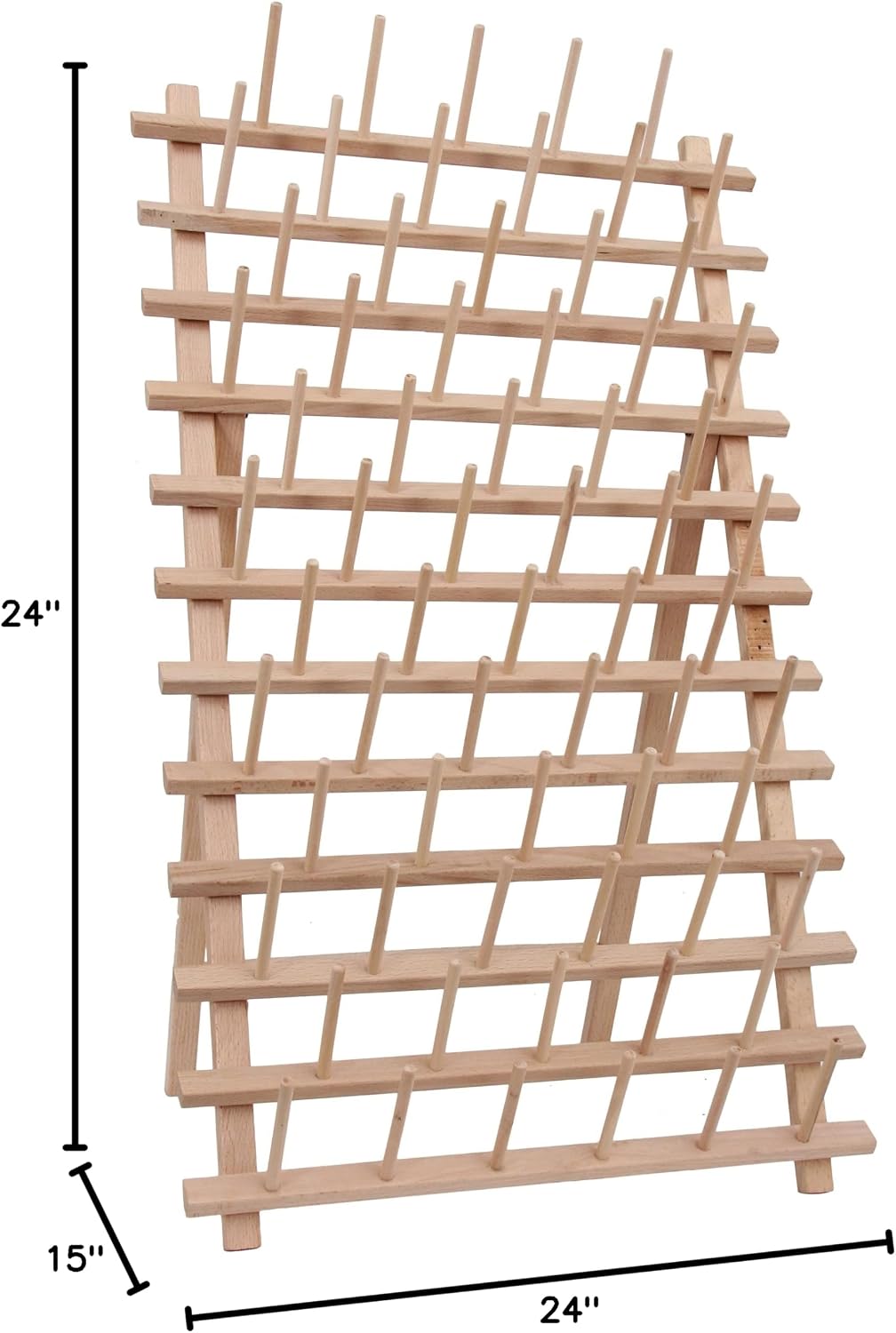 Threadart 66 Large Spool Cone Wood Thread Rack | Made of Hardwood, Sturdy, Freestanding or Wall Mount | Perfect for Large King Size Cones | For Sewing, Embroidery, Quilting, & Specialty Thread Storage