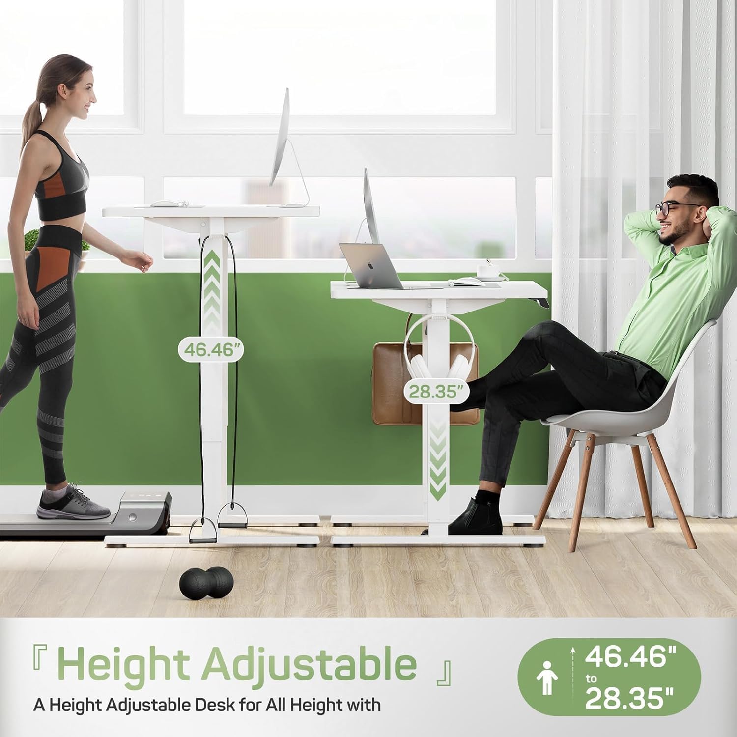 Electric Standing Desk, Memory Controller Height Adjustment Ergonomic Computer Table for Home Office (White, 48 * 24 Inch)