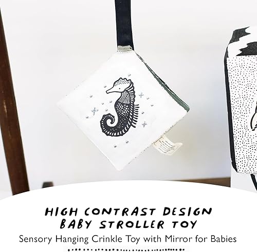 Miniatura 10 de Wee Gallery Woodland Animals Crinkle Pages - Juguete para cochecito de bebé, juguete sensorial colgante arrugado con espejo para bebés, arte animal