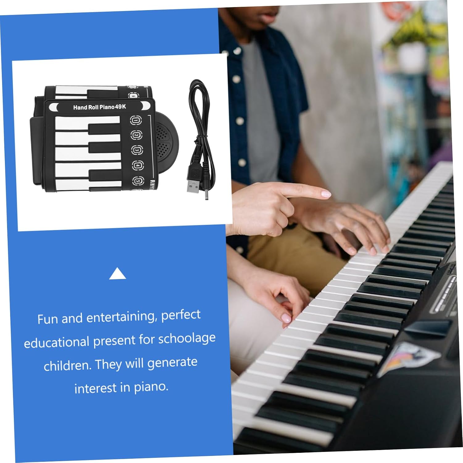 KESYOO Portable Hand Piano Digital Piano Key Weighted Keyboard Music Portable up