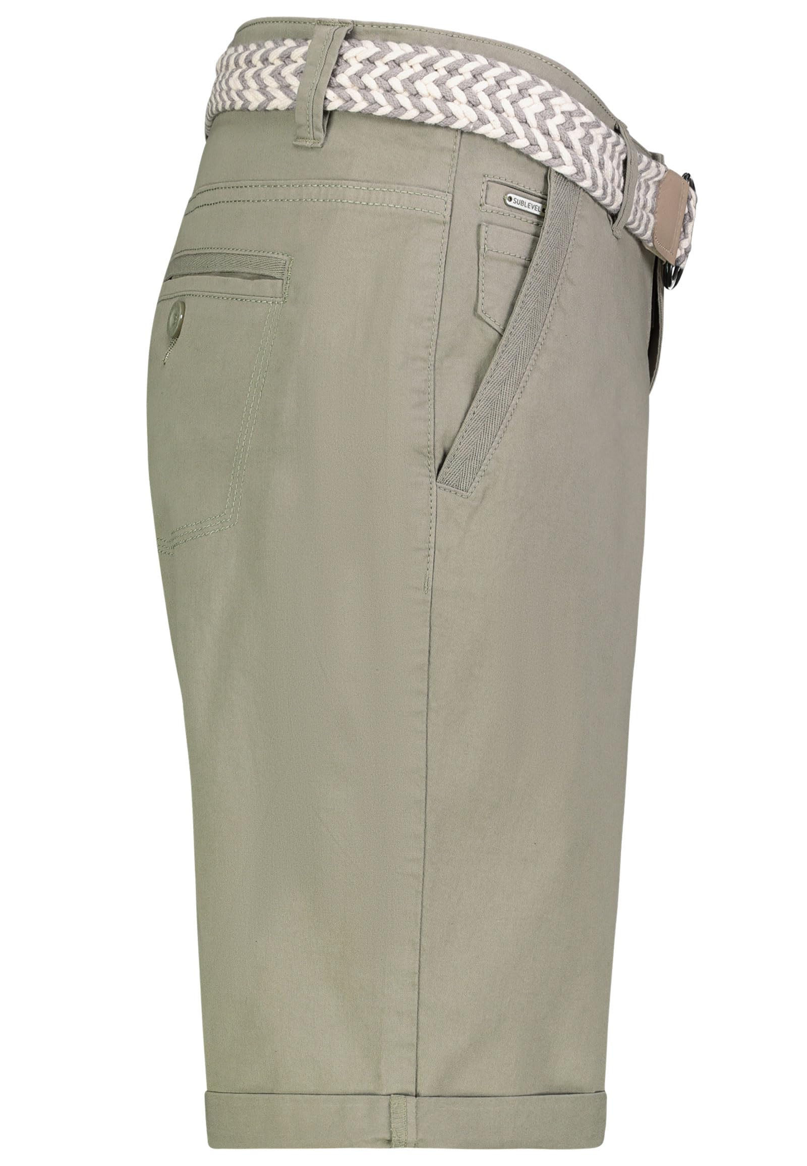 Sublevel Damen Denim Bermuda Chino Stretch Cargo Shorts mit Aufschlag Bequeme Kurze Hose im Used Look