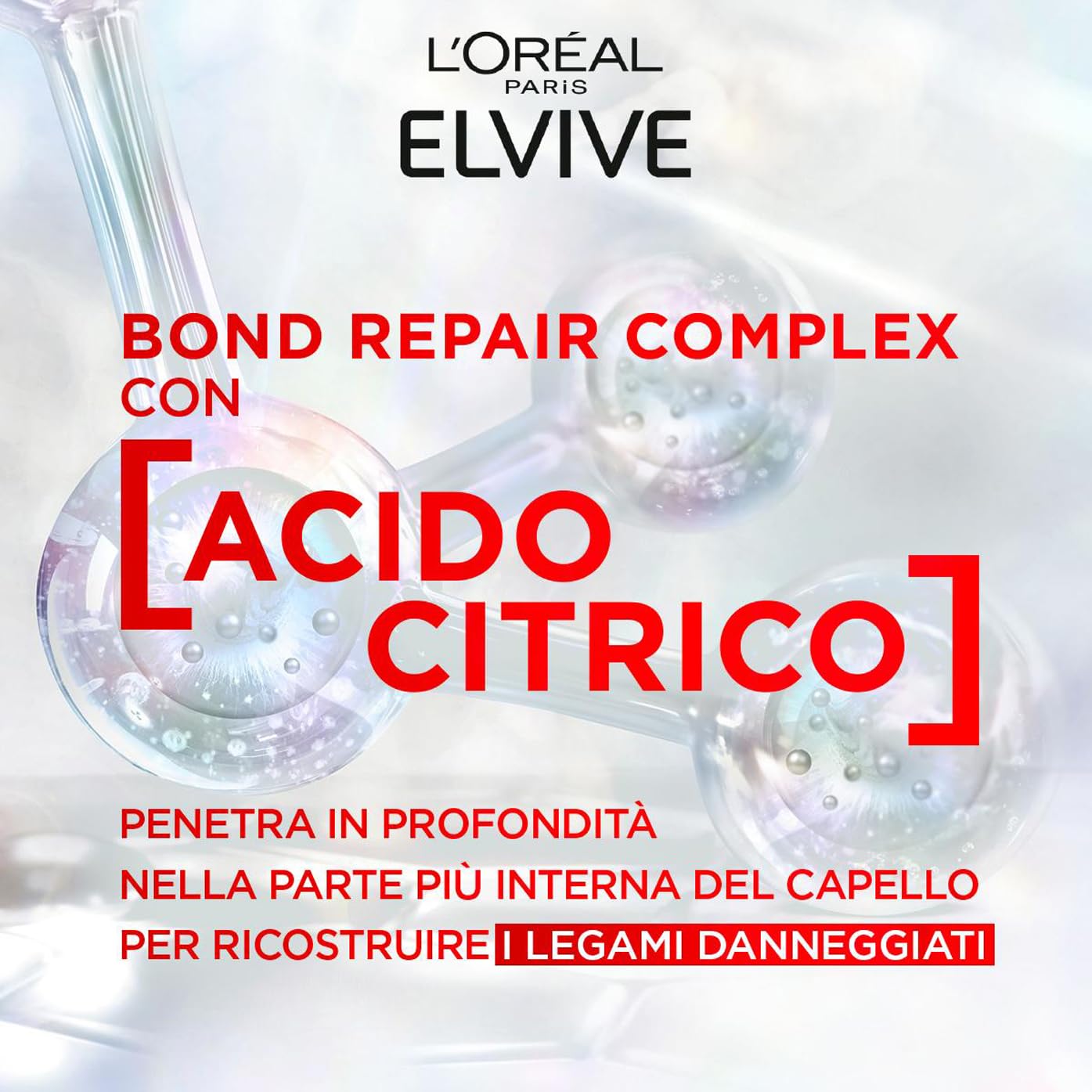L'Oréal Paris Elvive Bond Repair Kit con Pre-Shampoo, Shampoo, Balsamo e Siero Senza Risciacquo, per Capelli Danneggiati, Ricrea i Legami Interni del Capello, Con Acido Citrico
