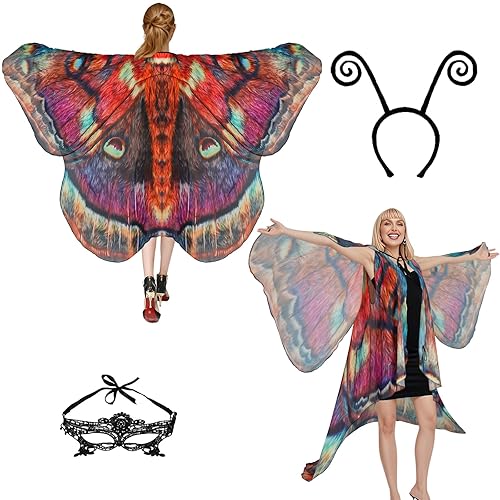 Adult Butterfly Costume Cape – Sheer Wings Shawl for Halloween,