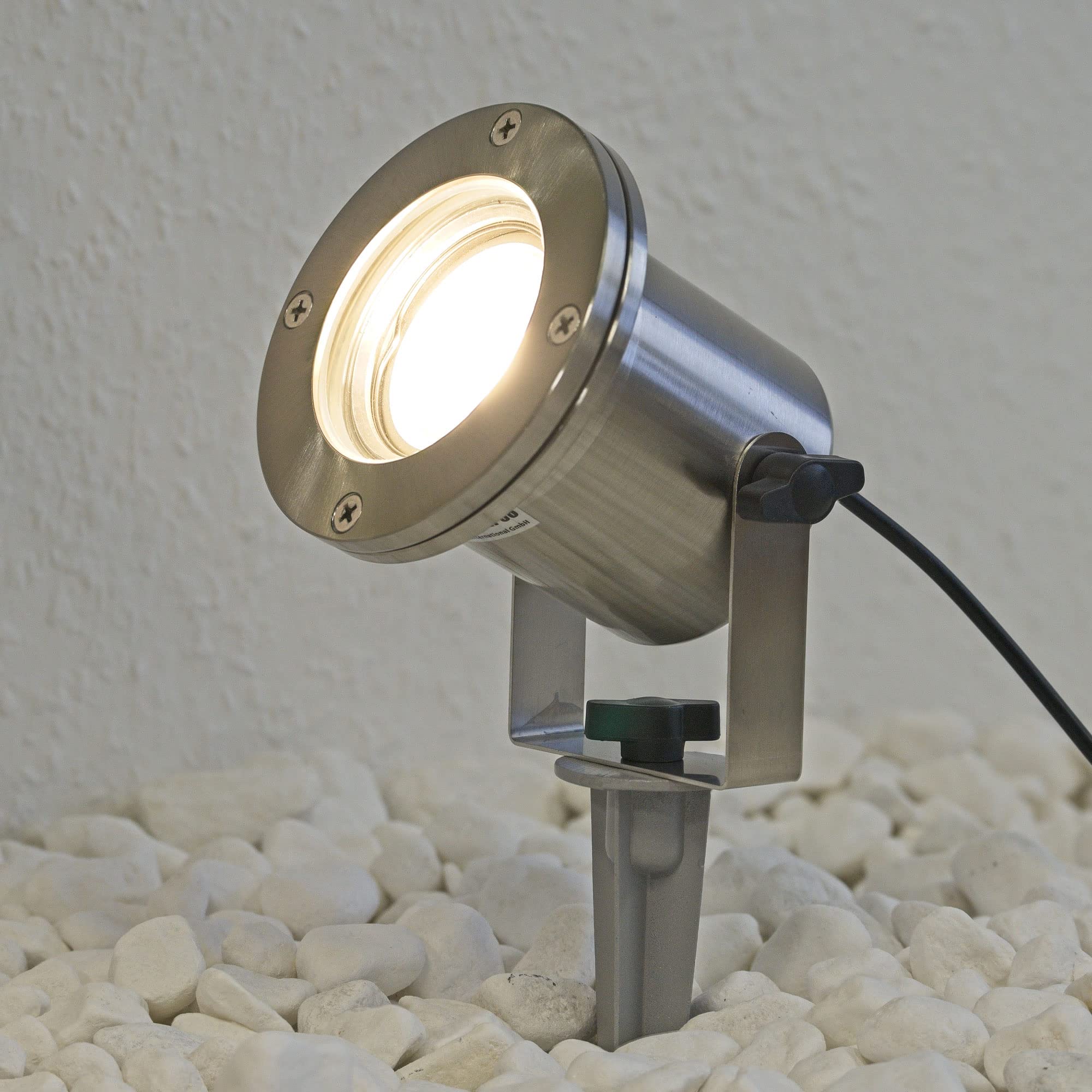 VBLED 3-delige SET Werios tuinschijnwerper met grondpen zwart buitenspot 12V AC met MR16 LED-lamp 5W 3000K incl. transformator en 3-voudig verdeelkabel