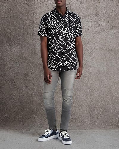 Miniatura 5 de KARL LAGERFELD Mens Geometric Print Short Sleeve Shirt