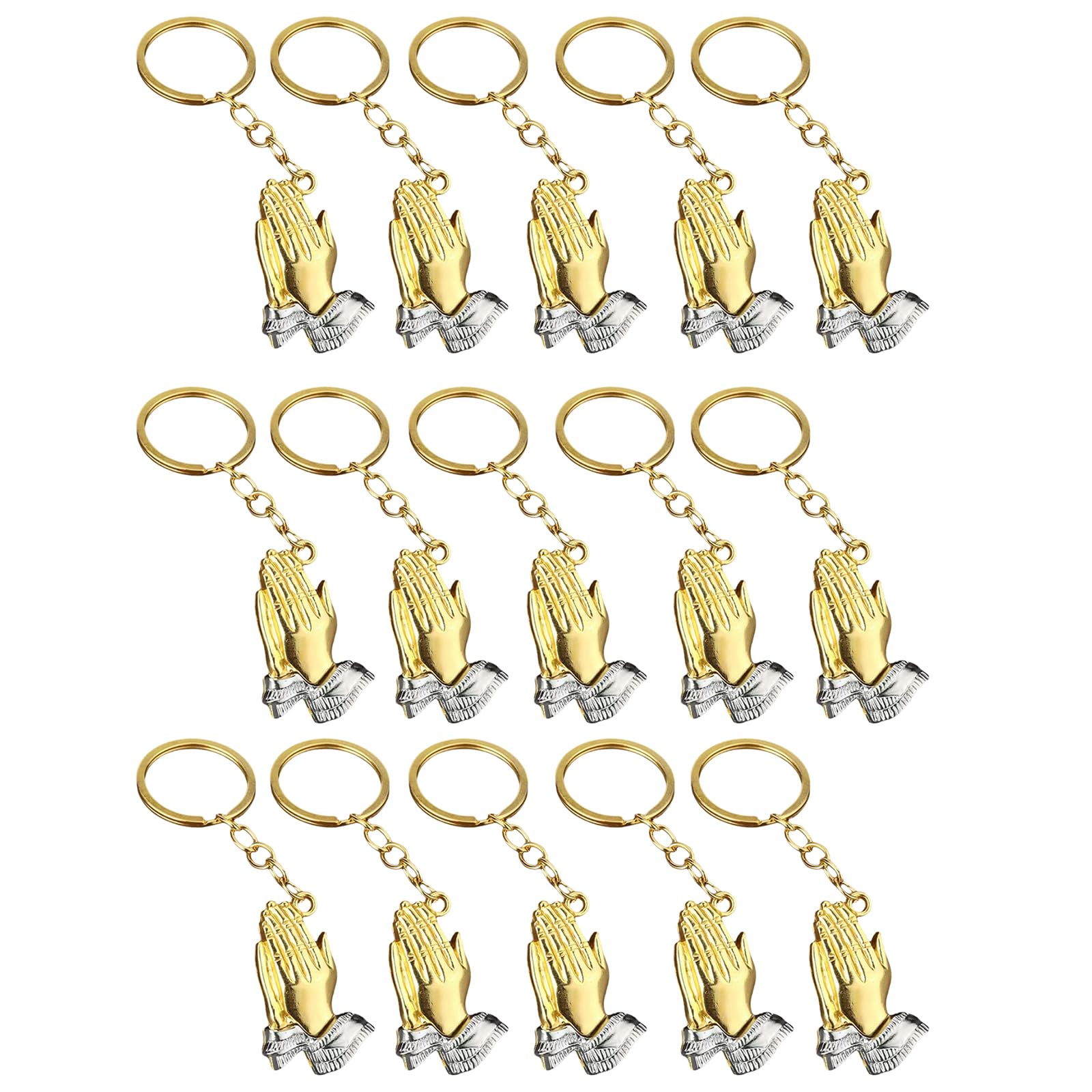 Kalttoy 15pcs Alloy Praying Hand Keychains Pendant for Individual Use As Friend Family Enthusiasts Faith Gift Blessing Symbol Keyring