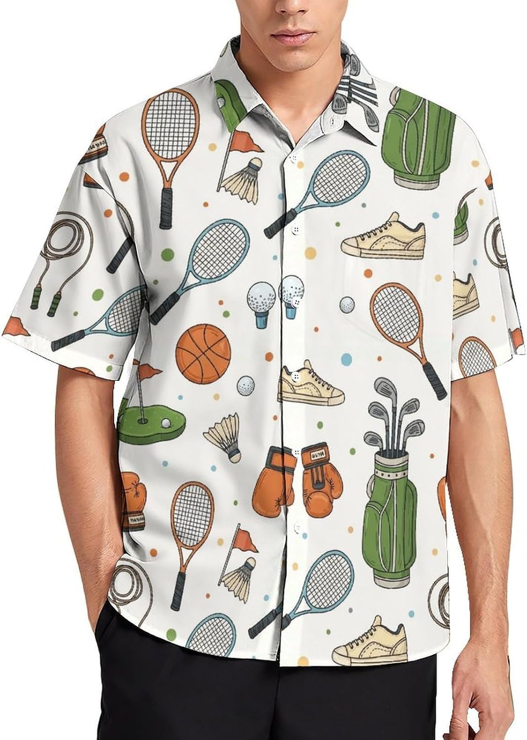 Men's Hawaiian Shirt Short Sleeve Casual Button Down Camp Shirt with Pocket, Wrinkle Free Beach Vacation Wedding
