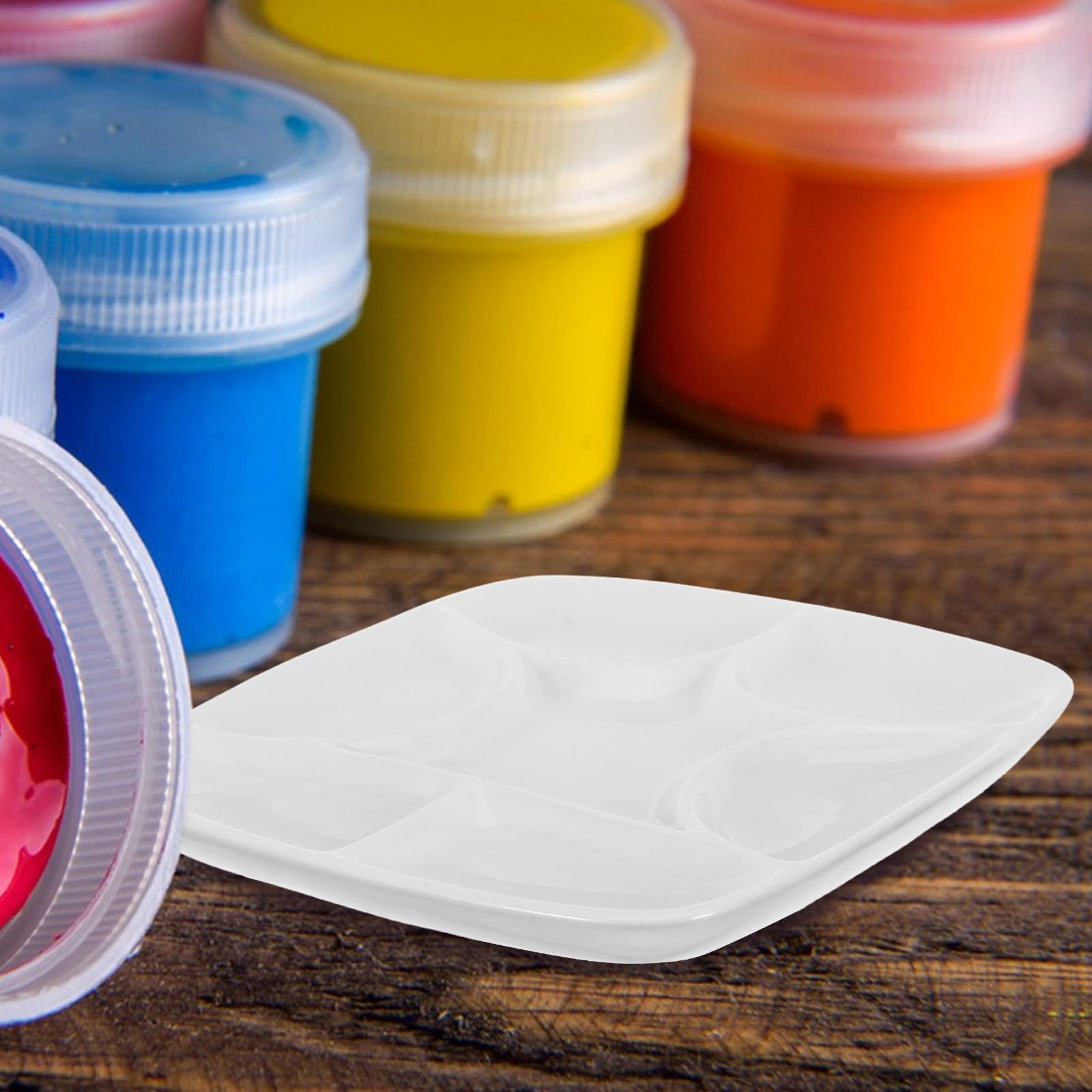jojofuny Keramik-Künstlerpalette, 7-Fach, quadratische Porzellanschale – Porzellan-Zeichenpalette, leicht zu reinigende Mischplatte für Aquarell- und Gouachemalerei