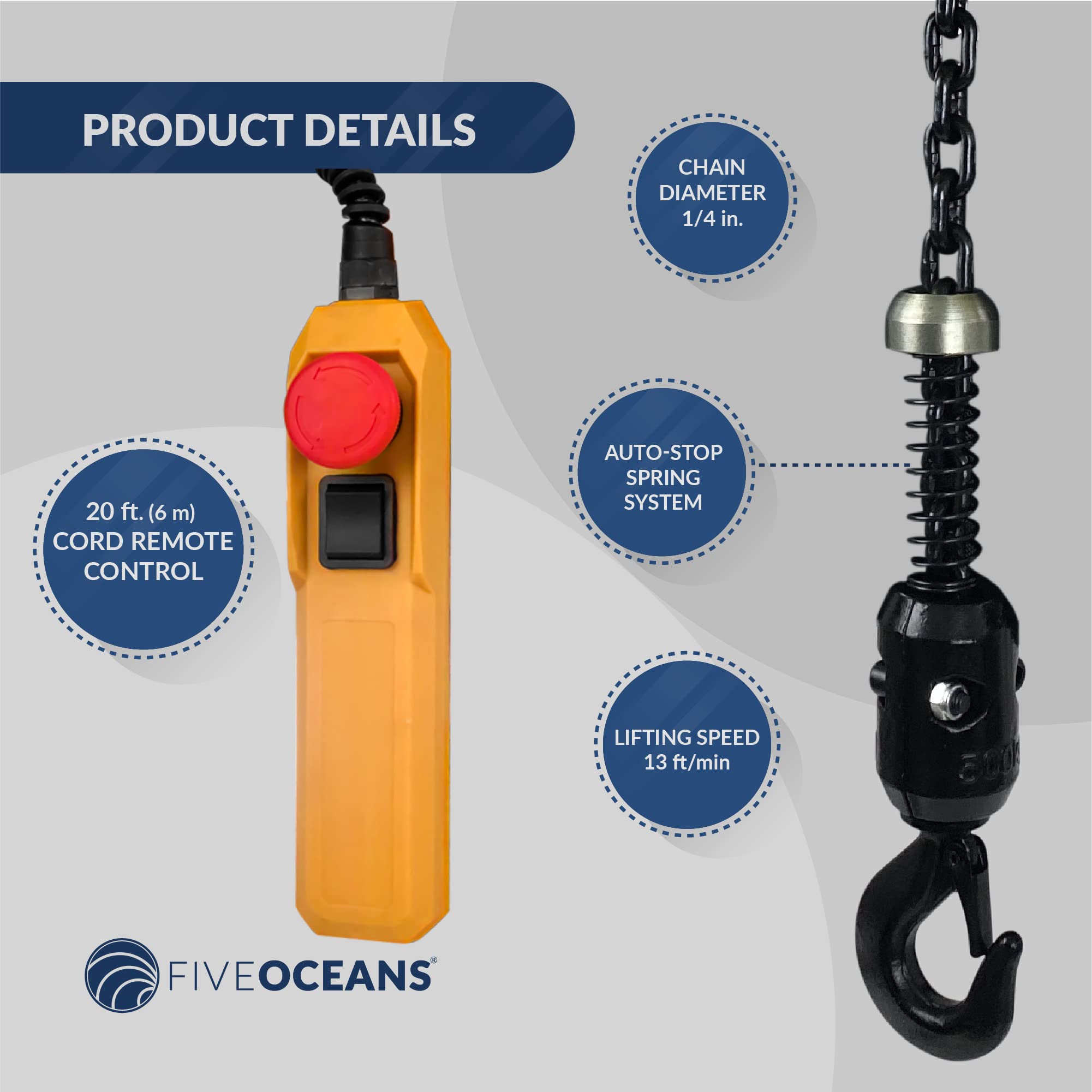 Five Oceans Lift Electric Chain Hoist Single Phase Overhead Crane