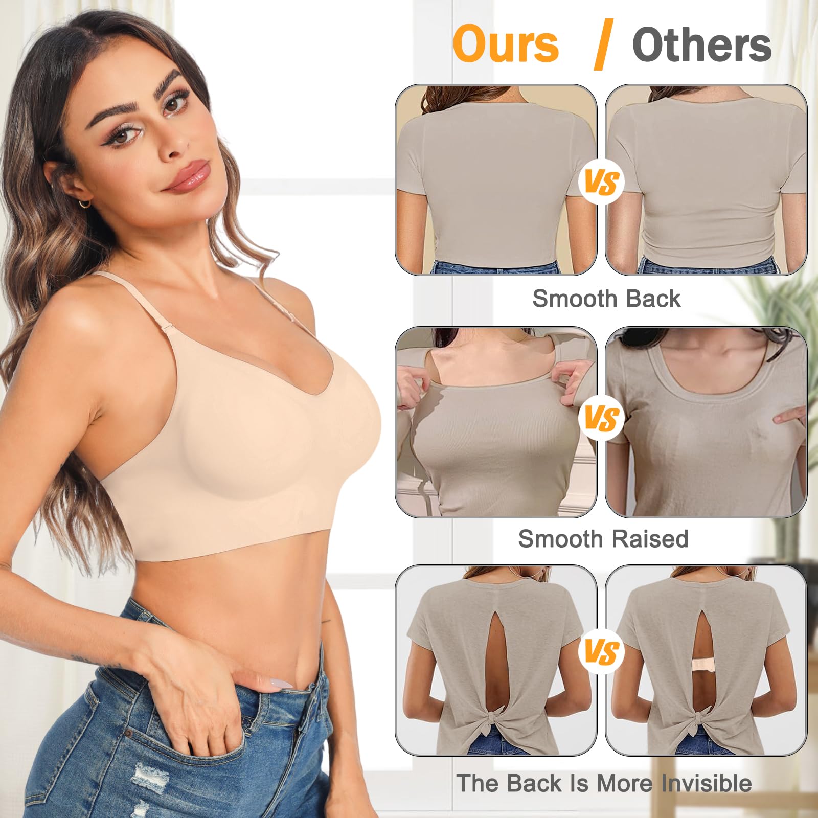 Sujetador Básico para Mujer sin Aros Push up con Tirantes Regulables Multi-Wear