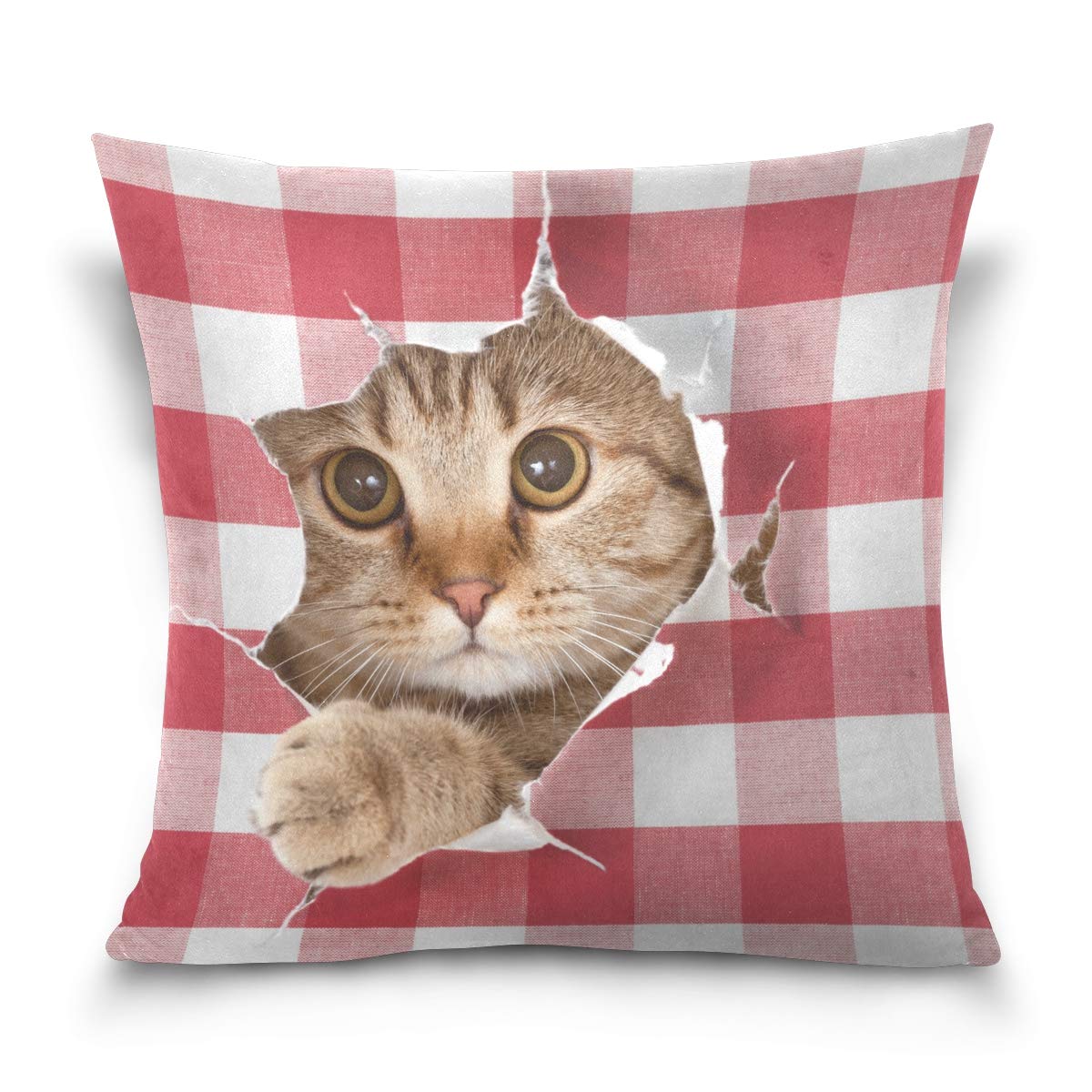 Linomo Throw Pillow Cover 20x20 inch, Cute Animal Cat Decorative Pillow Cases Cushion Cover for Couch Sofa Bed Home