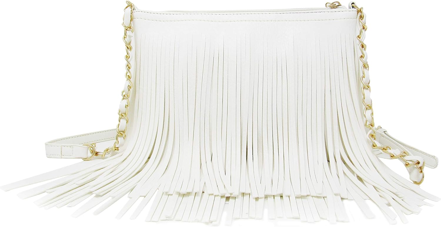 Solene Fringe Crossbody Shoulder Bag with Strap, Tassel Messenger bag, Country Style Western Fringe Purse for Women