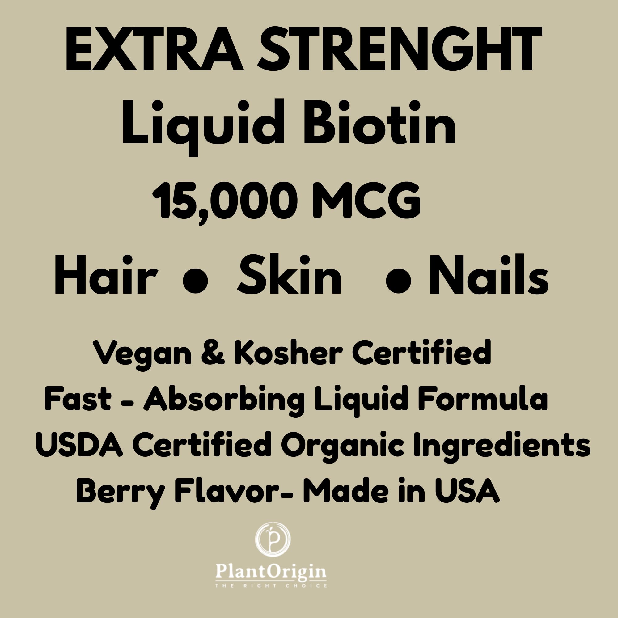 Liquid Biotin 15,000 MCG – Hair Growth, Skin & Nails Support for Women & Men | High Absorption Vitamin B7 Drops | Vegan, Kosher, Sugar-Free, No Alcohol | 60 Servings — Amazon image 2