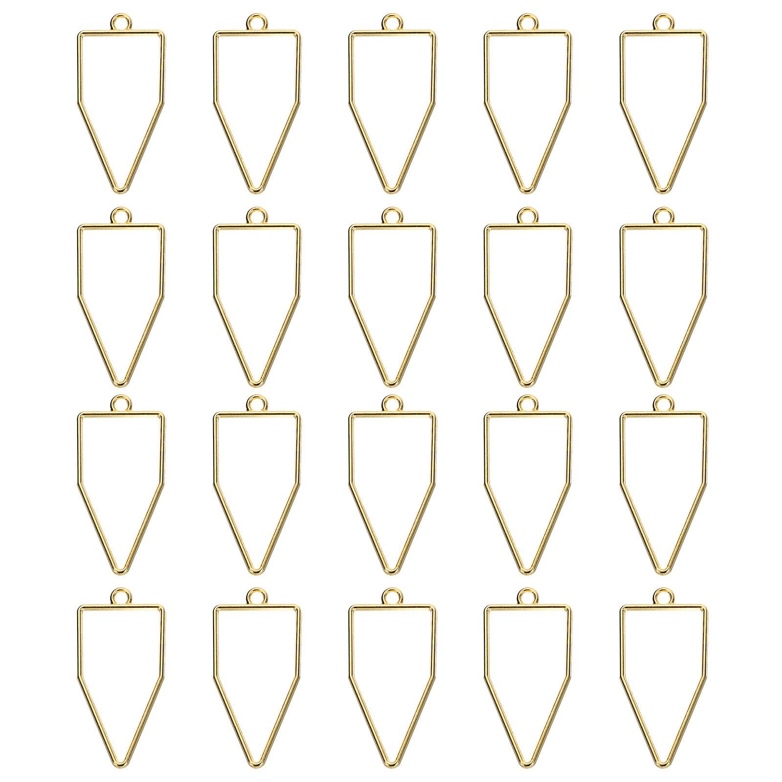 25Pcs Alloy Open Bezel Pendants, Hollow Frame Pendant Geometric Open Back Frame Pendant for Resin Jewelry Making Earrings Necklace Bracelet DIY, Gold Tone