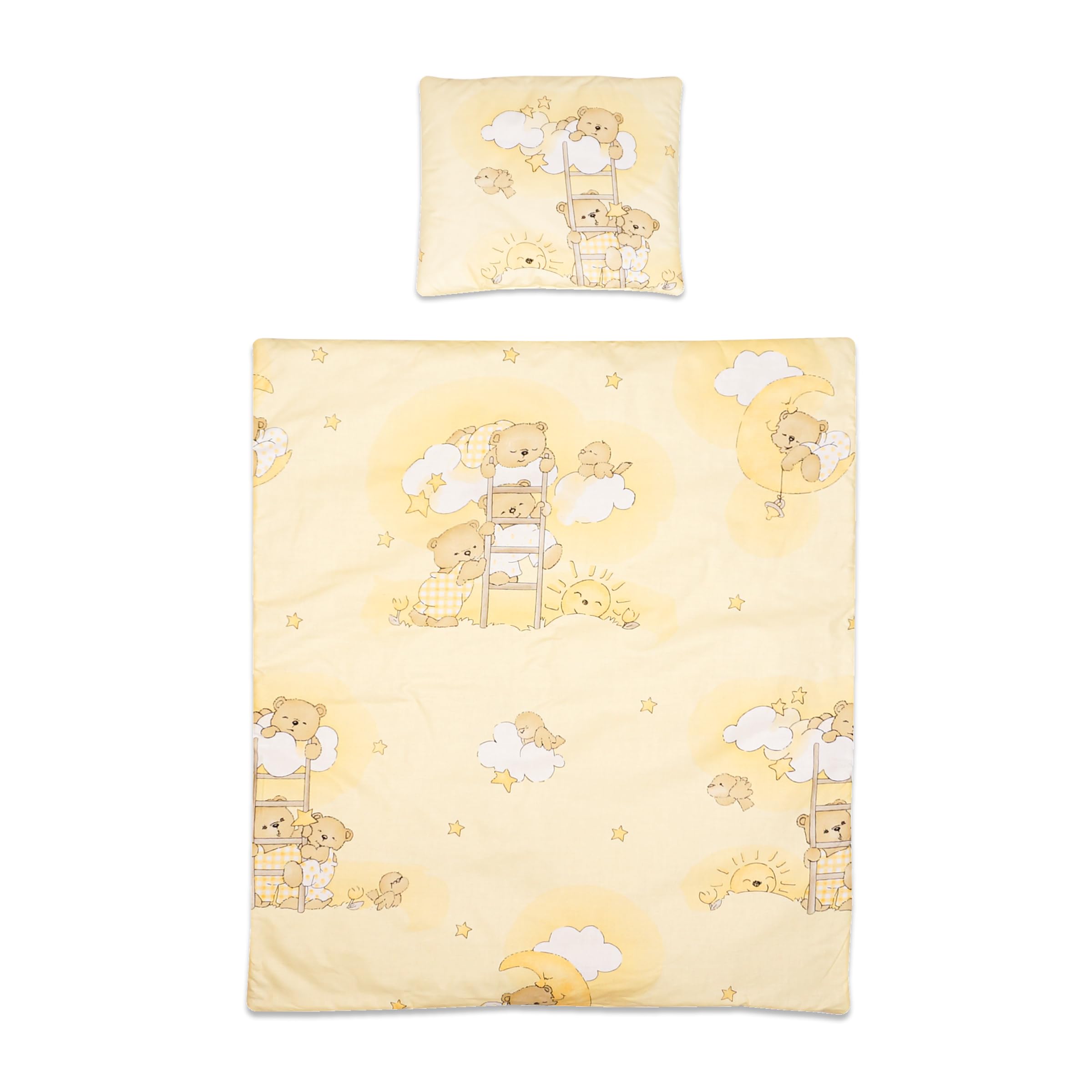 Baby Comfort 3 2 Piece Baby Kids Bedding Set 80X70 Cm Duvet Cover & Pillowcase 12M+ (Ladders Yellow)