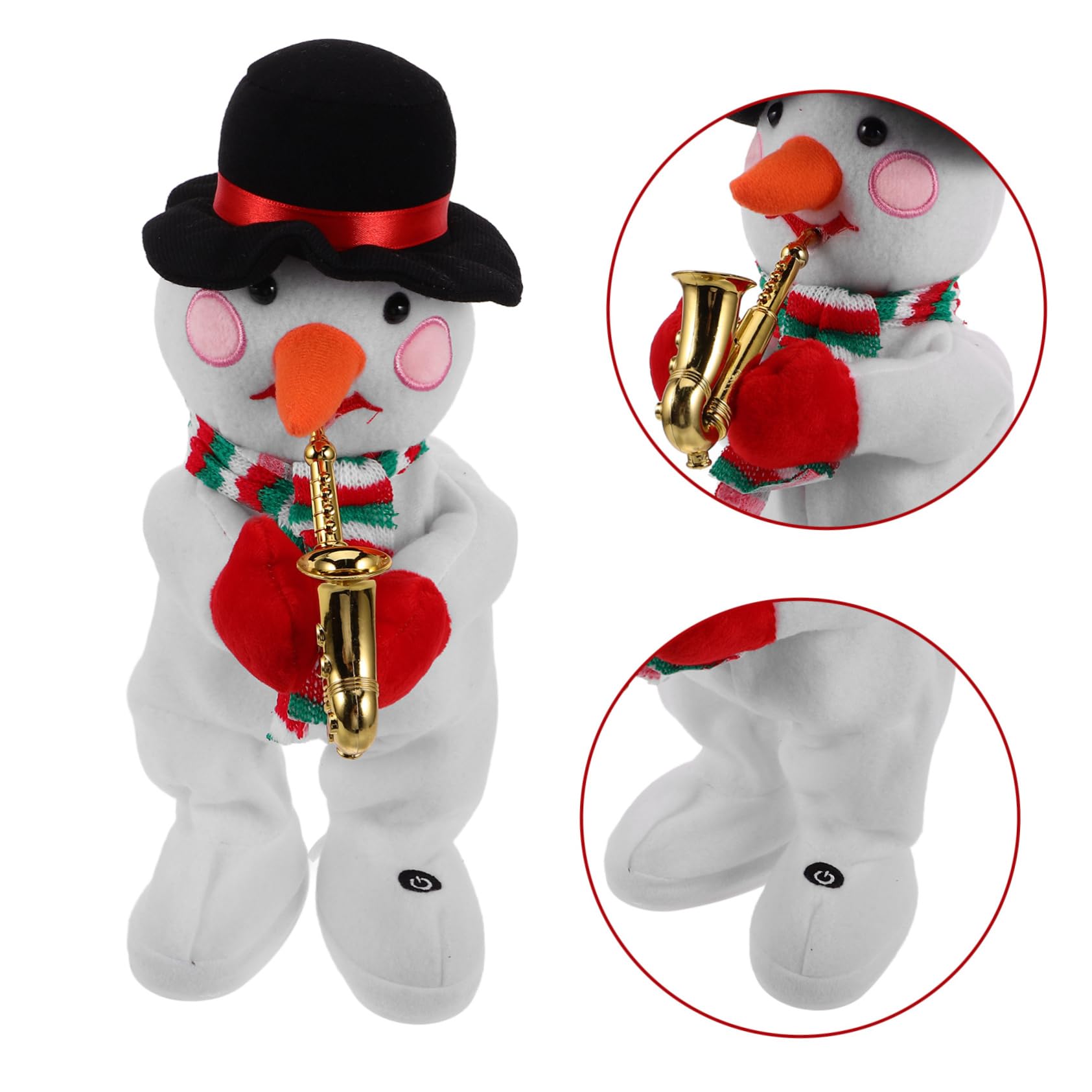 LIOOBO Muñeco de nieve musical eléctrico de peluche con características de canto bailando, decoración navideña para fiestas, no incluye pilas