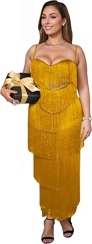 Zoctuo Long Flapper Fringe Dresses for Women 1920s Themed Party & Gatsby Events,