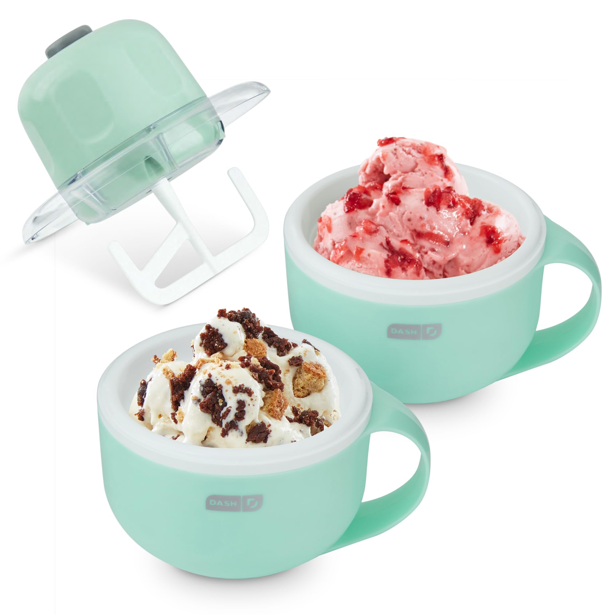 Dash My Mug Ice Cream Maker 2 Pack Bundle, Half-Pint Freezer Mugs, Aqua