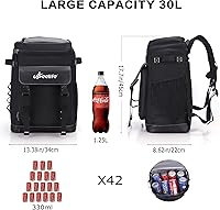 Vista 3 de Mochila enfriadora, mochila para 42 latas, a prueba de fugas, bolsa térmica aislada, mochila ligera para hielera, mochila de almuerzo