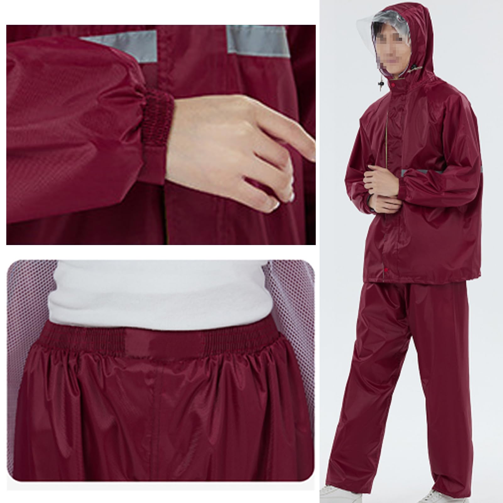 wasserdichte Regenanzüge Im Freien wasserdichte Atmungsaktive Regenjacke Regenhose Set Highlight Reflektierender Sicherheits-Regenmantel