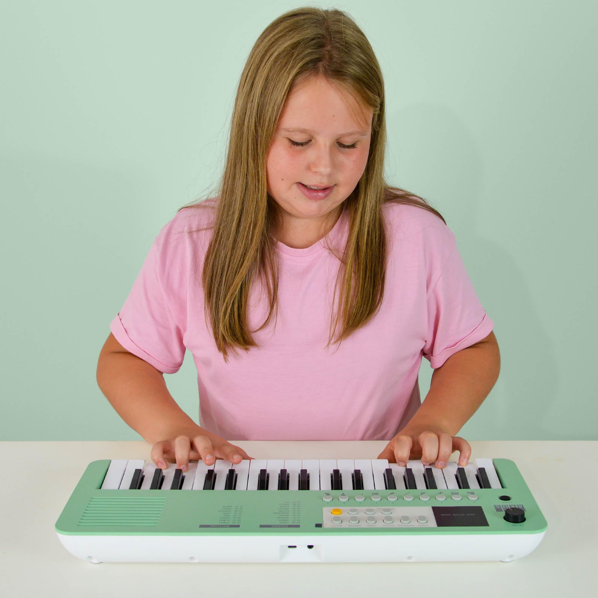 Axus Tragbares 37 Mini Portable Keyboard In Mintgrün – Lustiges E-Piano Für Anfänger, Usb-C Oder Batteriebetrieb