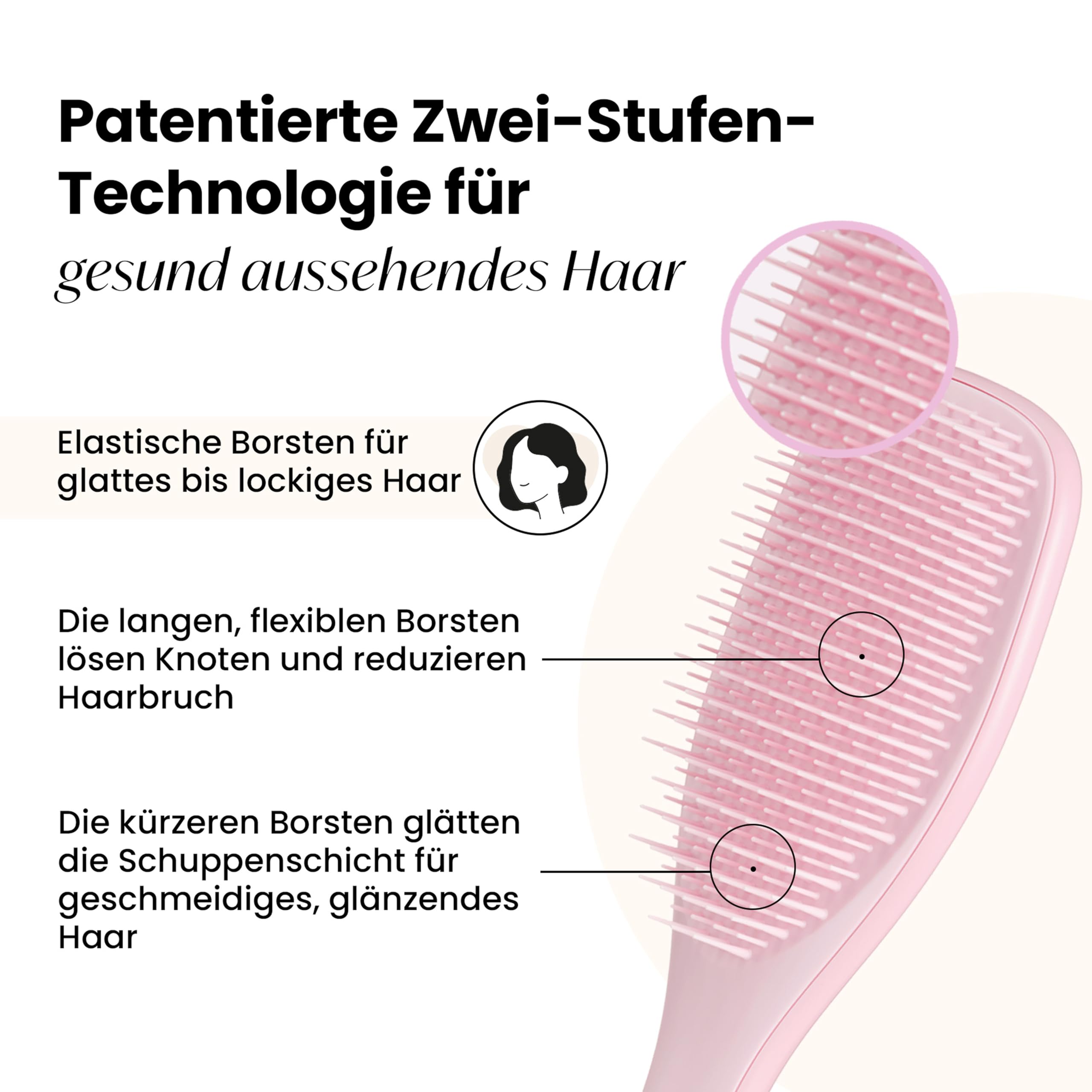 Tangle Teezer Ultimate Detangler Haarbürste – Für Nasses & Trockenes Haar – Entwirrungsbürste für Alle Haartypen – Zweistufige Borsten Reduzieren Haarbruch & Entfernen Knoten – Millennial Rosa