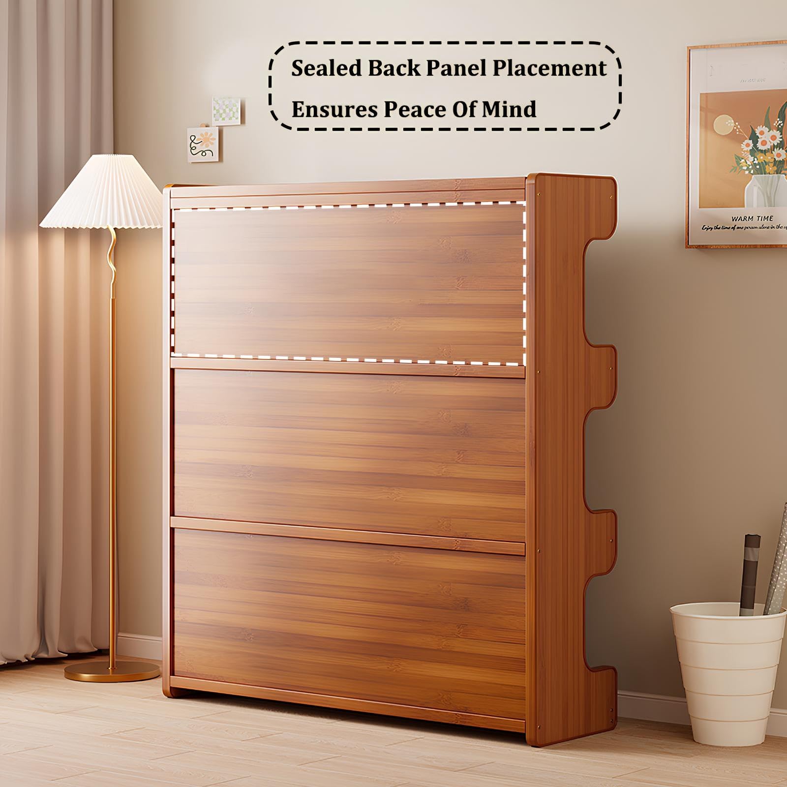 Estantería Abierta, Librería Bambú, Estantería Estrecha Muebles De Salón, Para Salón, Oficina, Estudio(60 * 27.5 * 40cm)